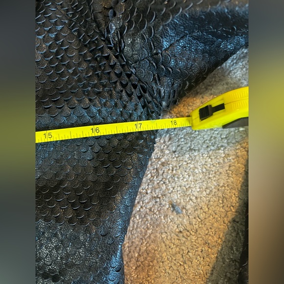 Doma Punched Scaled Textured Leather Jacket, Black - Picture 12 of 15